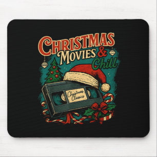 Christmas Movies Chill Retro Vhs Holiday Nostalgia Mouse Pad