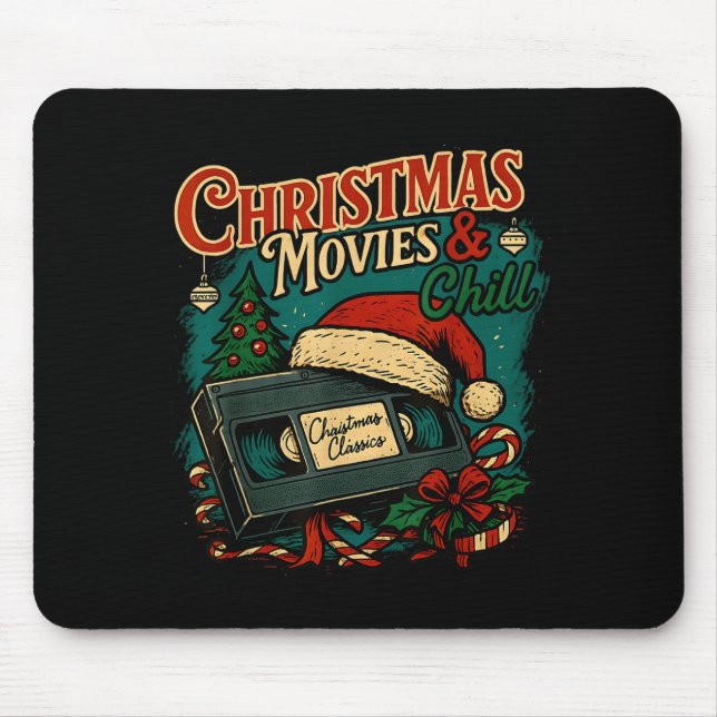 Christmas Movies Chill Retro Vhs Holiday Nostalgia Mouse Pad (Front)