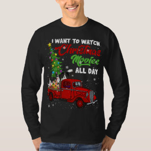 Christmas Movies Funny Border Collie Movies Red Tr T-Shirt
