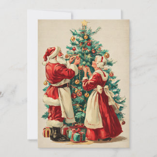 Christmas Mr and Mrs Claus Retro Vintage Simple  Holiday Card