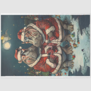 Christmas Mr. Mrs. Santa Claus Decoupage  Tissue Paper