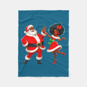Christmas Mr Santa Mrs Claus Dancing African Ameri Fleece Blanket