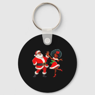 Christmas Mr Santa Mrs Claus Dancing African Ameri Keychain