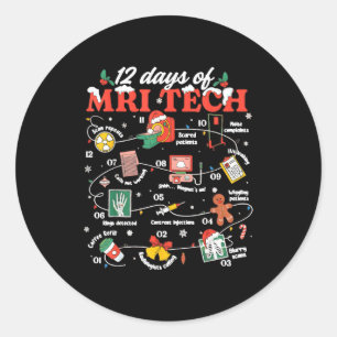 Christmas Mri Tech 12 Days Of Mri Technician New M Classic Round Sticker