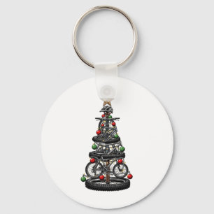 Christmas Mtb Mountain Biking Tree Xmas Funny Men  Keychain