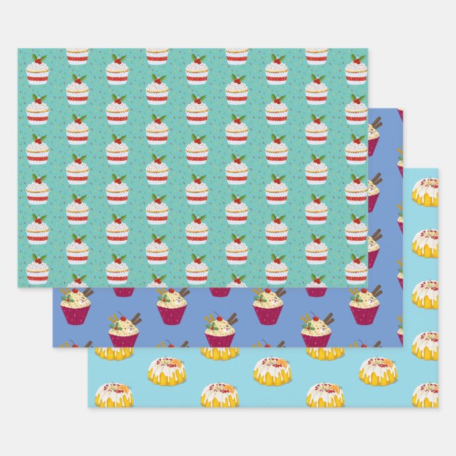 Christmas muffin cupcake cake bundt wrapping paper sheet (Set)