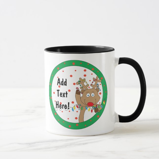 Christmas Mug 11 oz. Reindeer Personalize (Right)