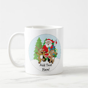Christmas Mug 11 oz. Santa Reindeer Personalize