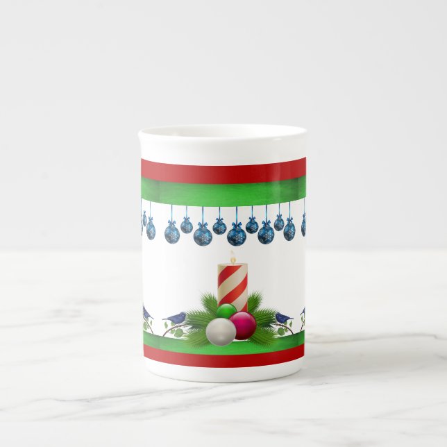 Christmas Mug, Christmas Candle Bone China Mug (Front)