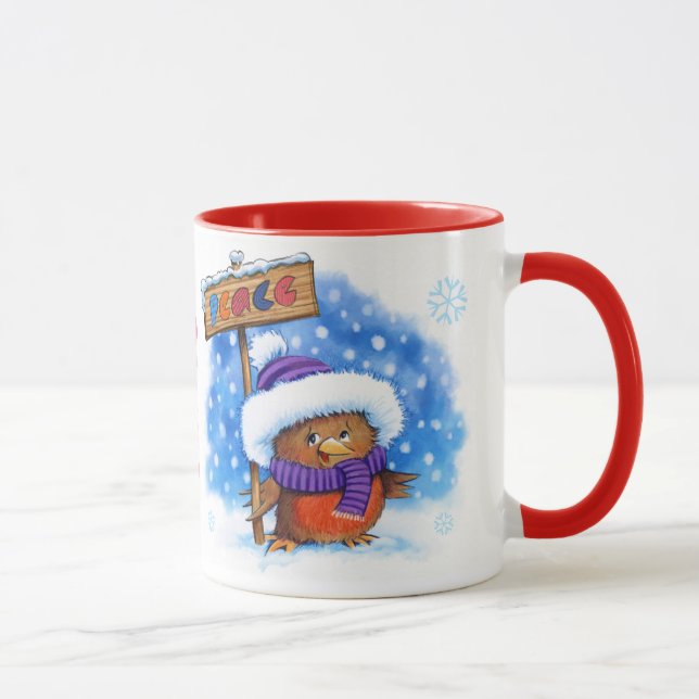 Christmas mug custom name Peace Robin (Right)