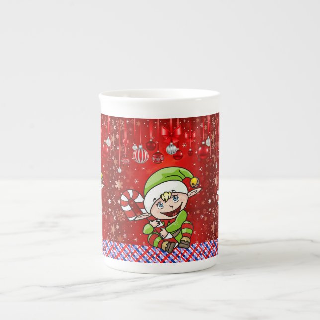 Christmas Mug, Elf Bone China Mug (Front)