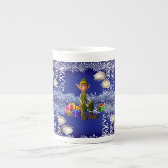 Christmas Mug, Elf Bone China Mug (Front)
