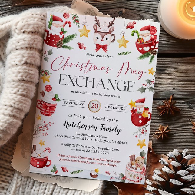 Christmas Mug Gift Exchange Party Invitation (Christmas Mug Gift Exchange Party Invitation)