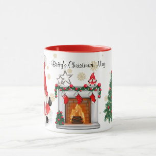 Christmas mug - Gnome & Christmas tree. Editable