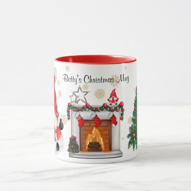 Christmas mug - Gnome & Christmas tree. Editable (Center)