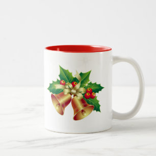 Christmas Mug-Holly Bells Two-Tone Coffee Mug