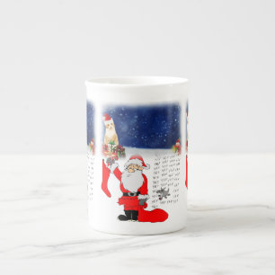 Christmas Mug, Kitten, Santa Bone China Mug