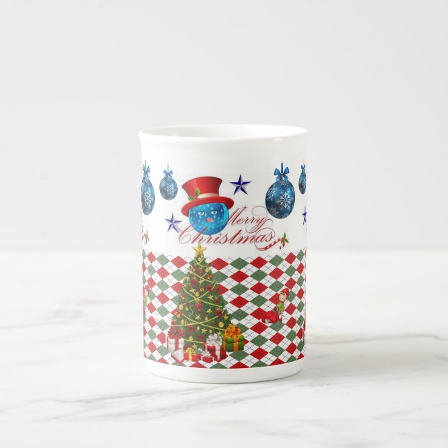 Christmas Mug, Merry Christmas Bone China Mug (Front)