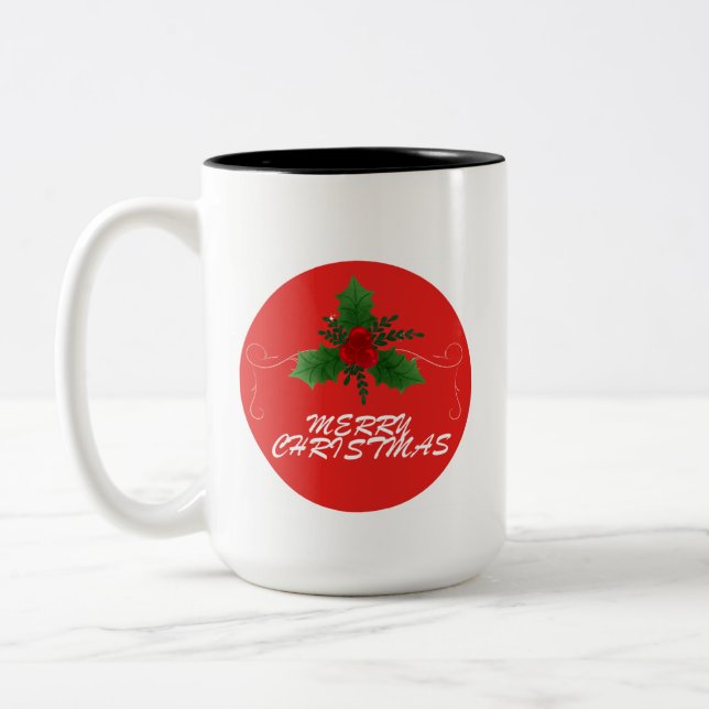 Christmas Mug – Merry Christmas Holly Design | Fes (Left)