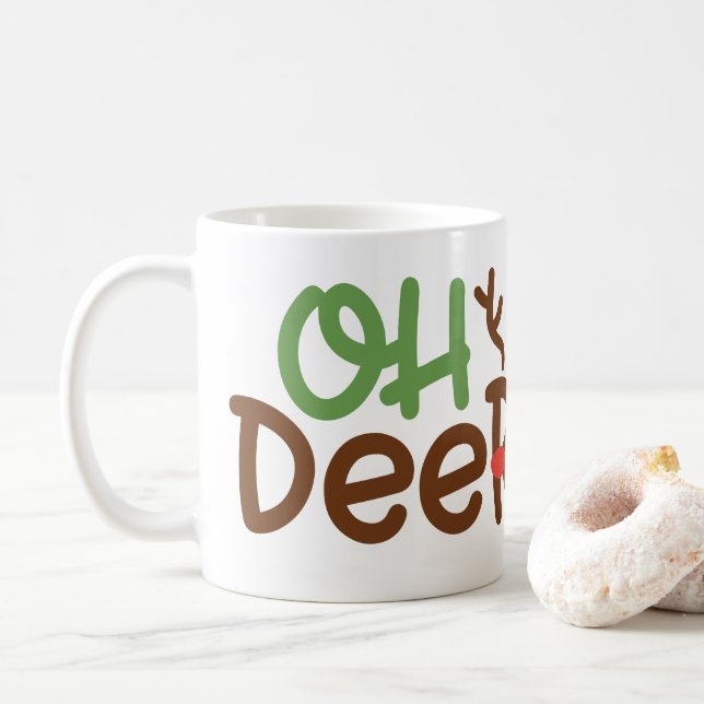 Christmas Mug: Oh Deer  Coffee Mug (With Donut)