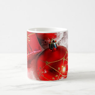 Christmas Mug Ornaments and Presents in Snow
