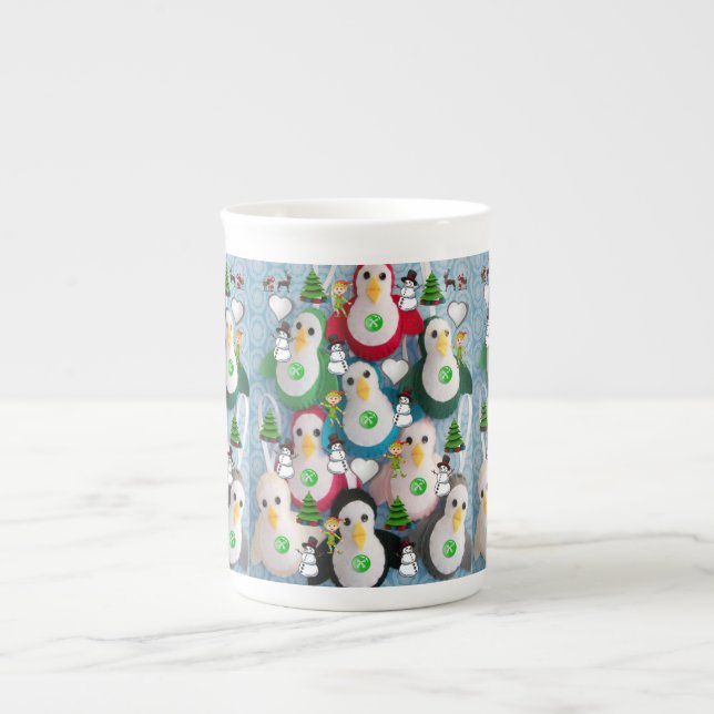 Christmas Mug, Penguin, Merry Christmas Bone China Mug (Front)