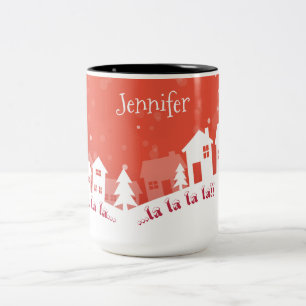 Christmas Mug, Red & White, Name Two-Tone Coffee Mug