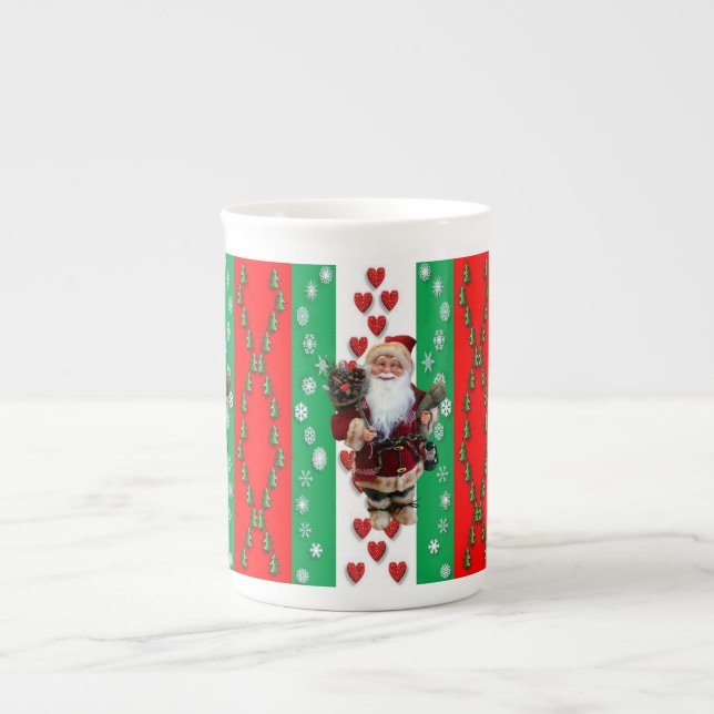 Christmas Mug, Santa Bone China Mug (Front)