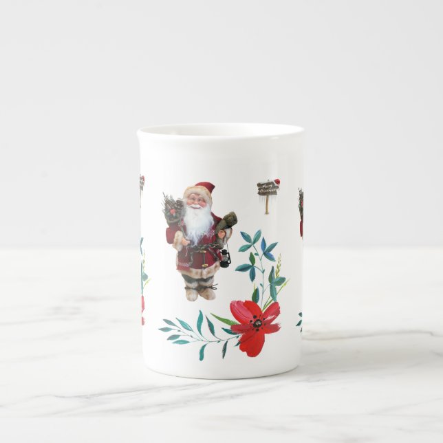 Christmas Mug, Santa Bone China Mug (Front)