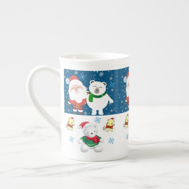 Christmas Mug, Santa, Merry Christmas Teddy Bear Bone China Mug (Left)