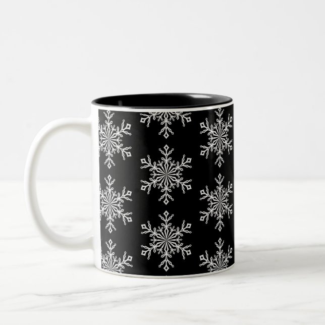 Christmas Mug-Snowflakes Two-Tone Coffee Mug (Left)