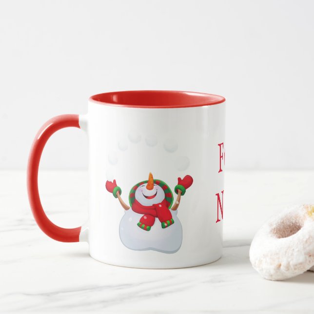Christmas Mug-Snowman-Feliz Natal Mug (With Donut)