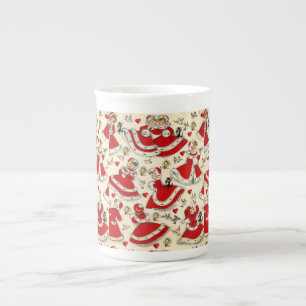 Christmas Mug, Vintage Kitten Bone China Mug