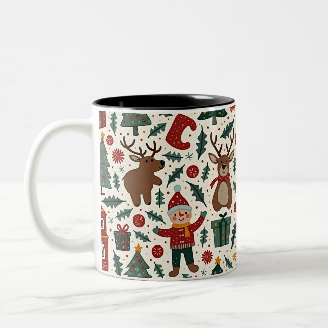 Christmas mug with a pattern full of happiness (Left)