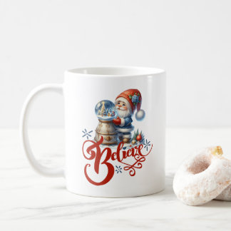 Christmas mug with cute gnome and snow globe
