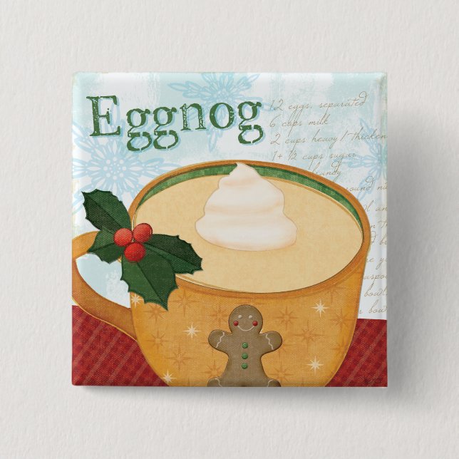 Christmas Mug with Eggnog 2 Inch Square Button (Front)