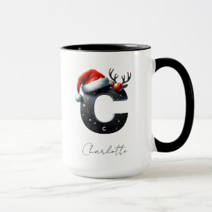 Christmas Mug with Letter C   Personalized Name 