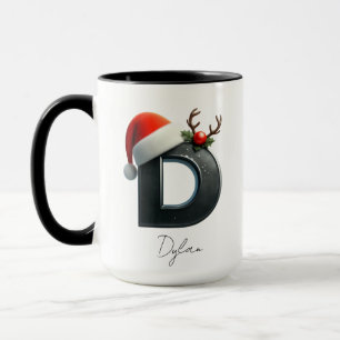 Christmas Mug with Letter D   Custom Name Holiday 