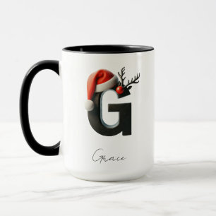 Christmas Mug with Letter G Personalized Holiday
