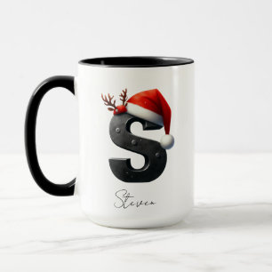 Christmas Mug with Letter S Personalized Name