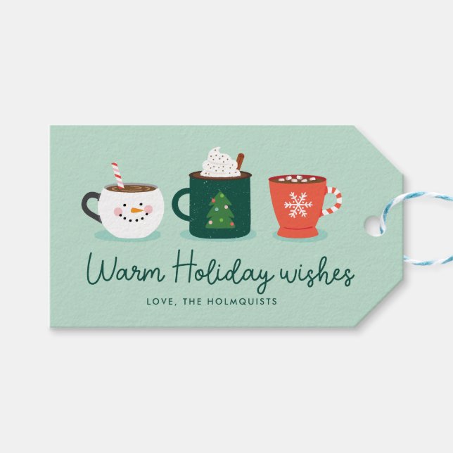 Christmas Mugs Holiday Card Gift Tags (Front (Horizontal))