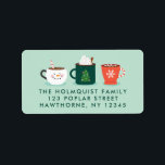 Christmas Mugs Return Address label<br><div class="desc">This label features cute illustrated holiday mugs to give a warm hug to friends and family.</div>