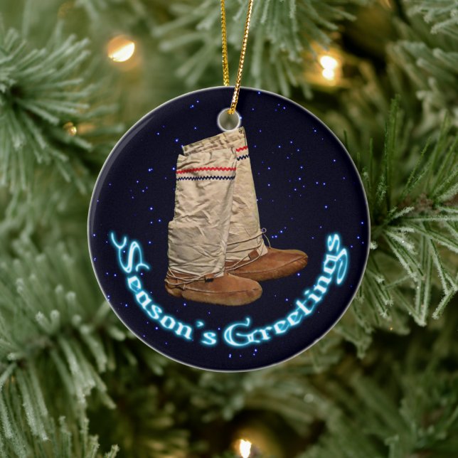 Christmas Mukluks Ceramic Ornament (Tree)