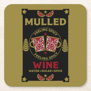 Christmas Mulled Red Wine  Square Paper Coaster