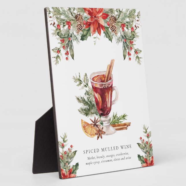Christmas Mulled Wine Bar Signature Drink Sign Plaque (Side)