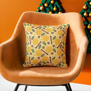 Christmas mulled wine spicy bright yellow throw pillow