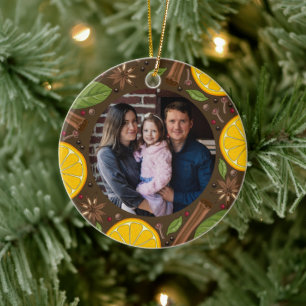 Christmas mulled wine spicy brown ceramic ornament