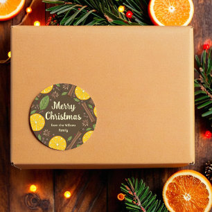 Christmas mulled wine spicy brown classic round sticker