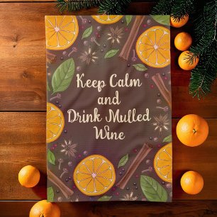 Christmas mulled wine spicy brown kitchen towel