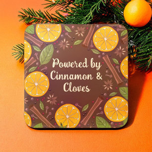 Christmas mulled wine spicy brown square paper coaster